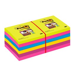 3M Post-it 654 Rainbow 12 stk 76x76 super sticky