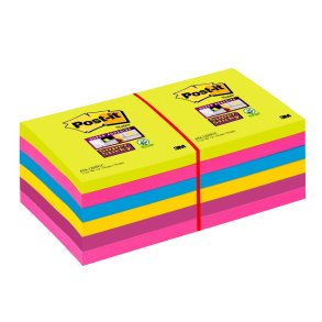 3M Post-it 654 Rainbow 12 stk 76x76 super sticky