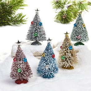 Juletr med perler glimmer og sne 11cm