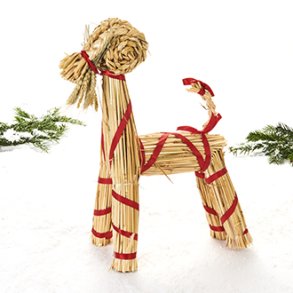 Halmbuk med bnd naturfarvet 21cm