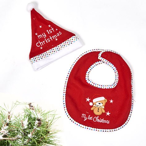 Hagesmk og nissehue til baby my 1st x-mas 29cm