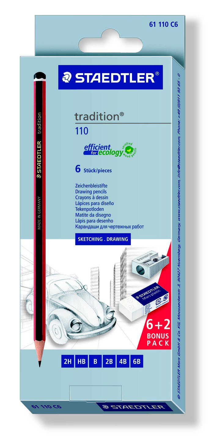 tradition&reg; 11061 110 C6 blyanter , viskelder og b