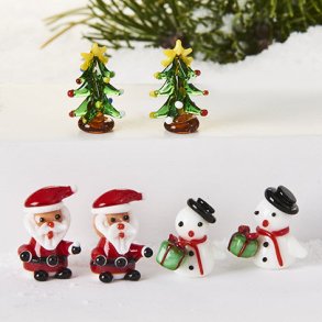 Glasfigurer snemnd/julemnd/juletrer 2cm 3x2 stk