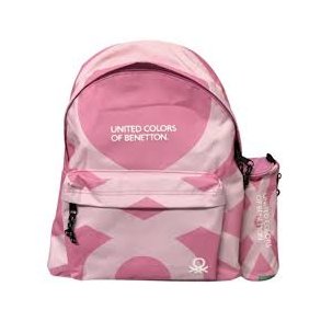 Benetton rygsk med penalhus pink m/logo
