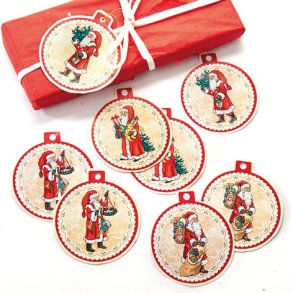 Gavemrker rund julemand 7cm 8stk