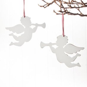 Engel, tr, hvid, m/bnd 14CM, 1 stk