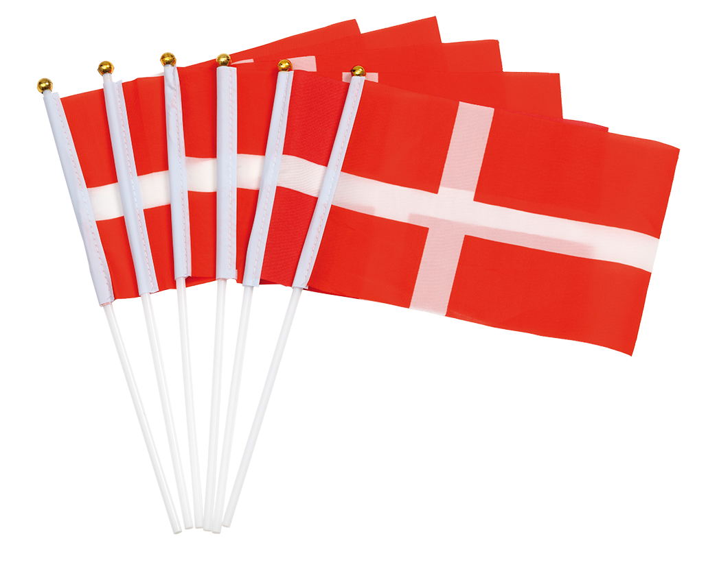 Danmark Flag p pind 6 stk. 14 cm