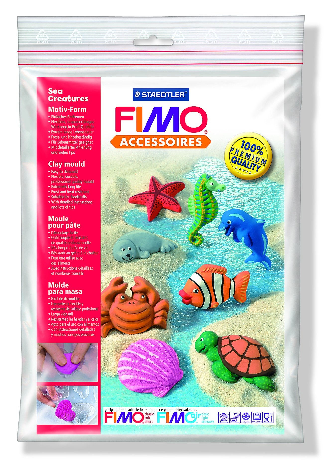 FIMO&reg; 8742 02 lerforme &#147;Sea creatures&#148;, 8 motiver