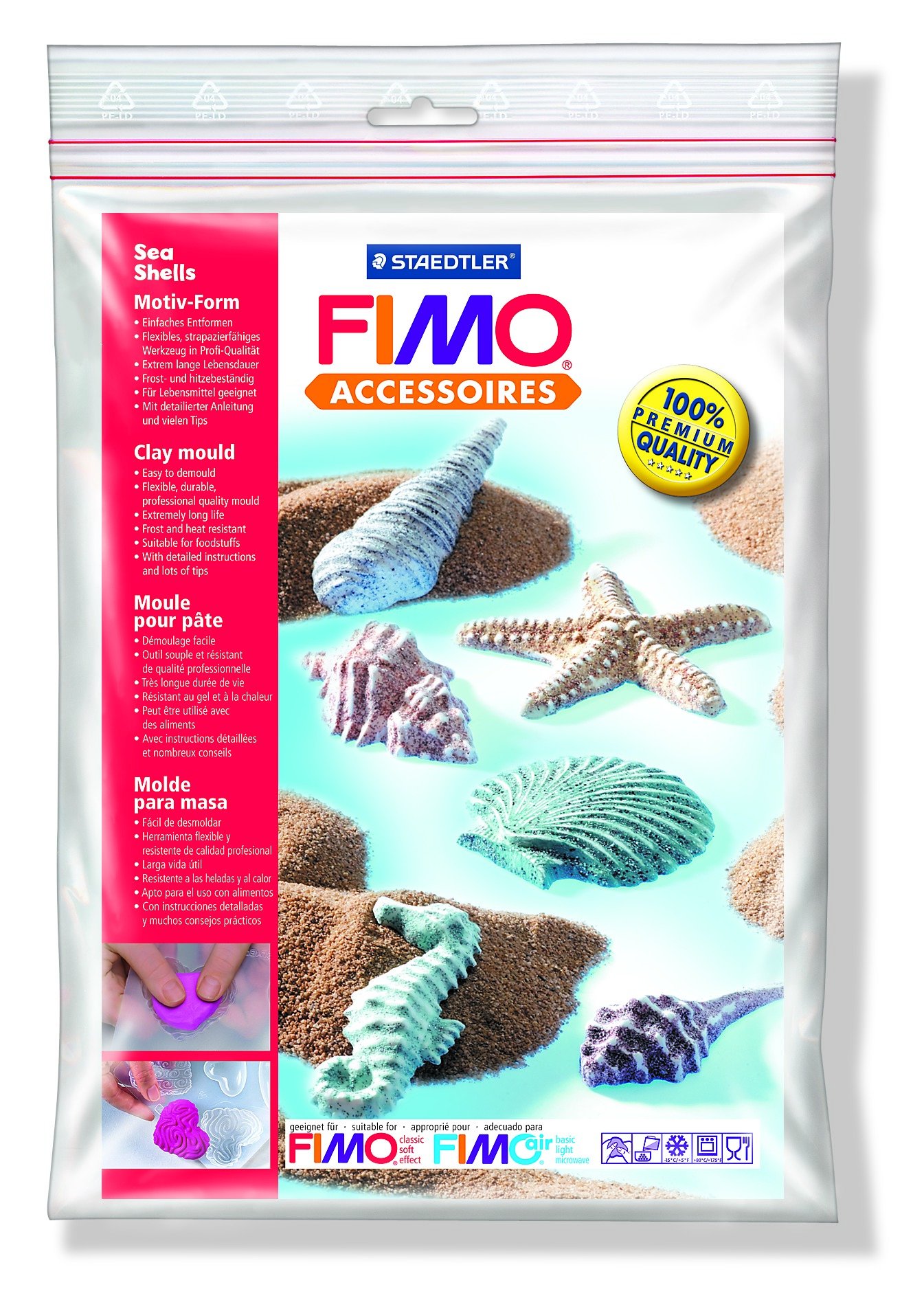 FIMO&reg; 8742 08 lerforme "Sea shells", 6 motiver