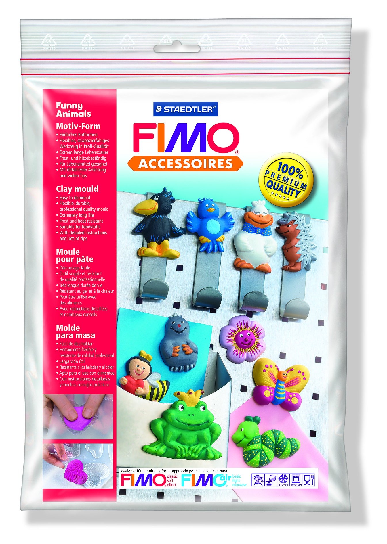 FIMO&reg; 8742 09 lerforme "Funny animals", 10 motiver