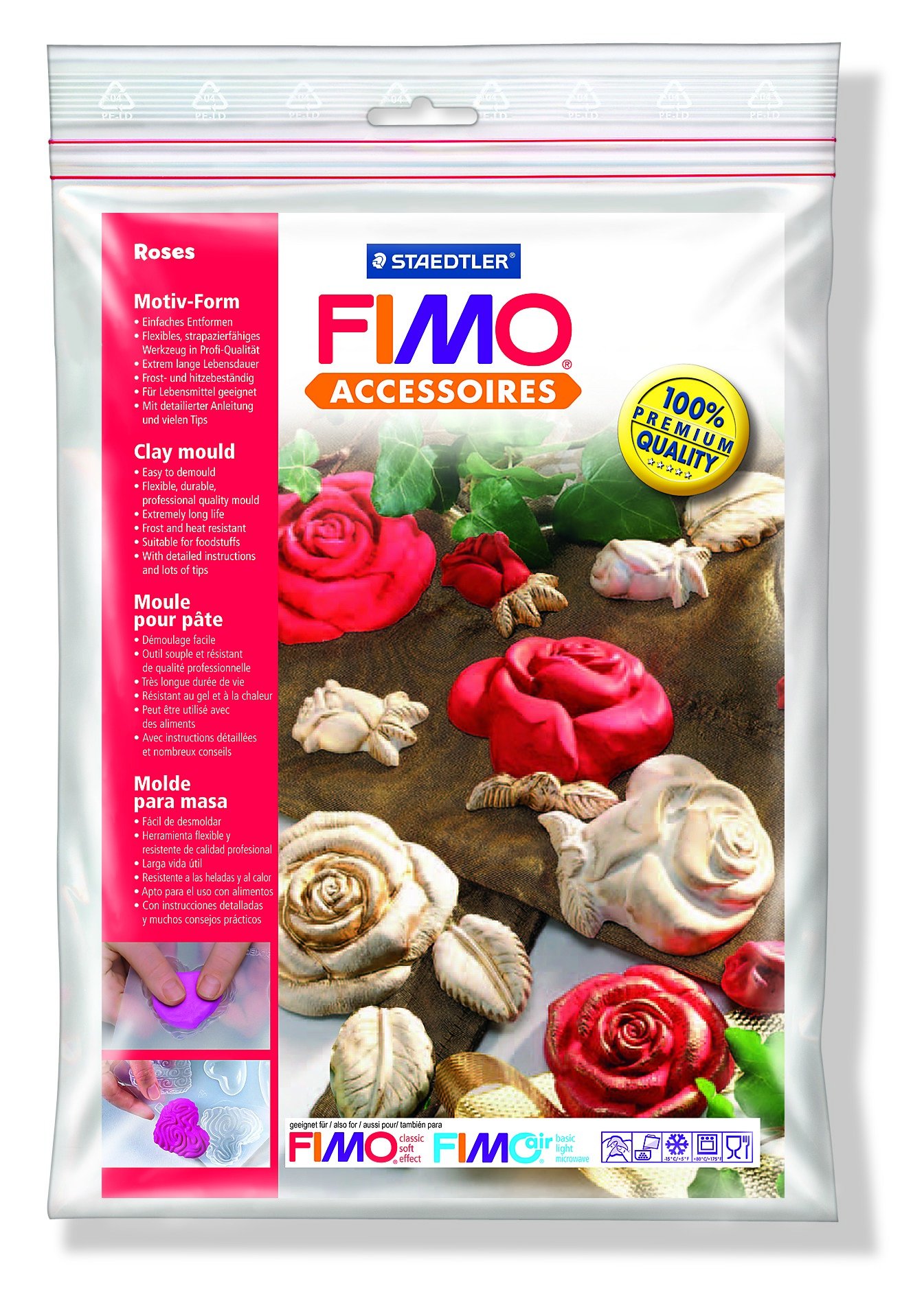 FIMO&reg; 8742 36 lerforme "Roses", 7 motiver