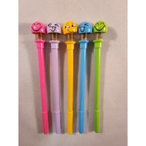 Kuglepen med Fjeder Smiley Ass farver
