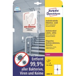 Avery Antimikrobielle etiketter 105x148mm hvide 40