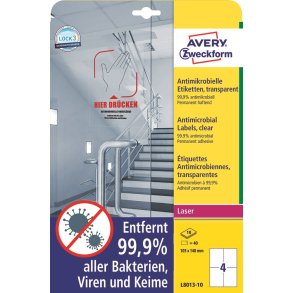 Avery Antimikrobielle etiketter 105x148mm transp.