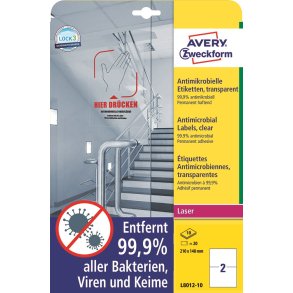 Avery Antimikrobielle etiketter 210x148mm transp.