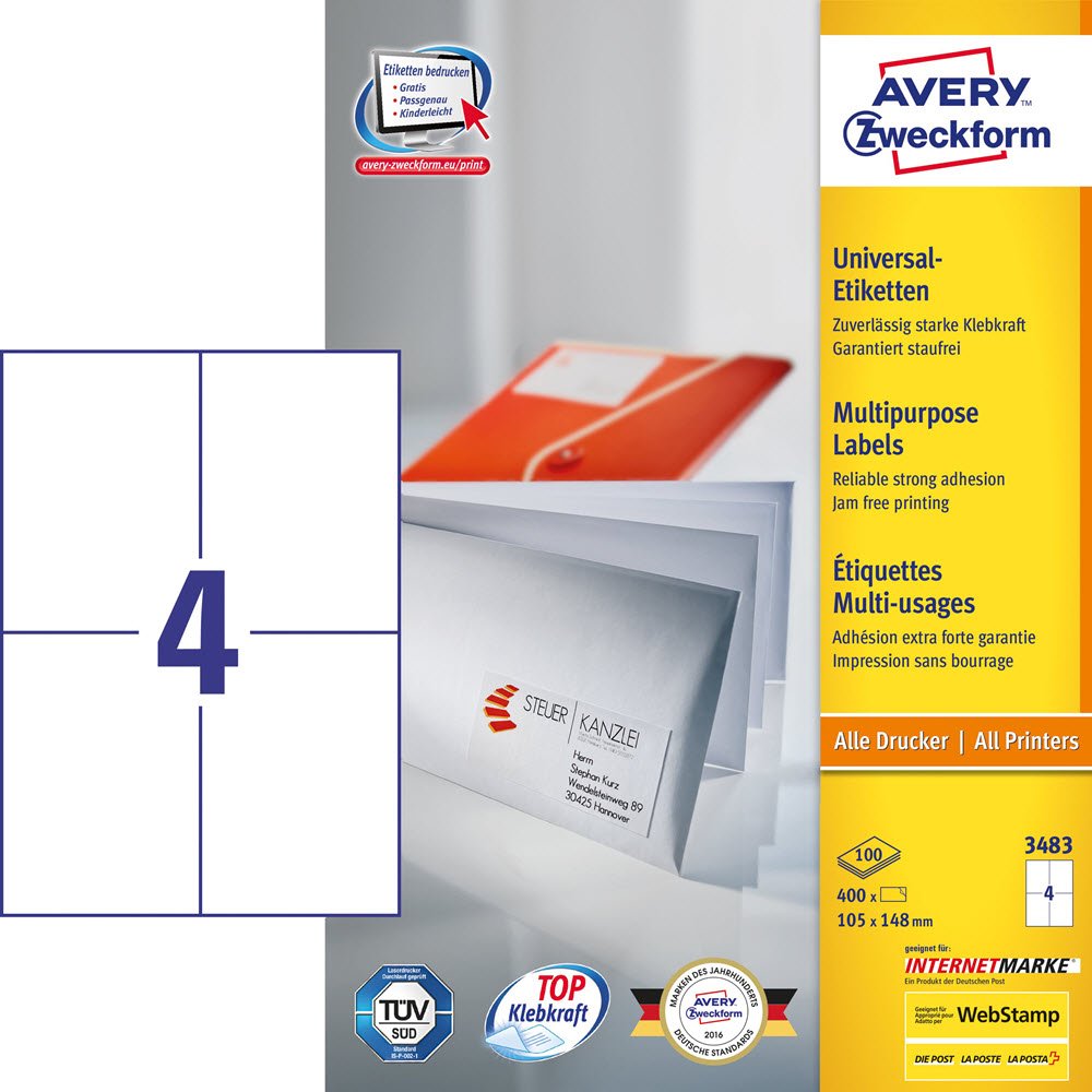 Avery ILC universal etiket 105x148mm (400)