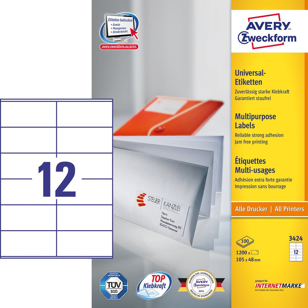 Avery ILC universal etiket 105x48mm (1200)