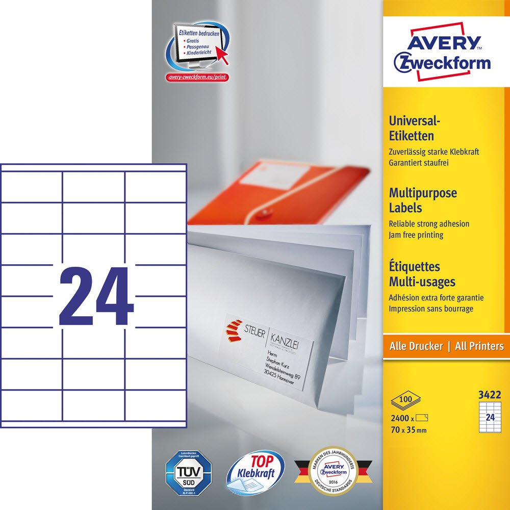 Avery ILC universal etiket 70x35mm (2400)