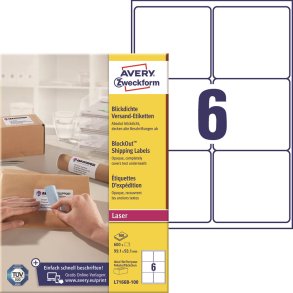 Avery adresseetiket 99,1x93,1mm BlockOut (600)