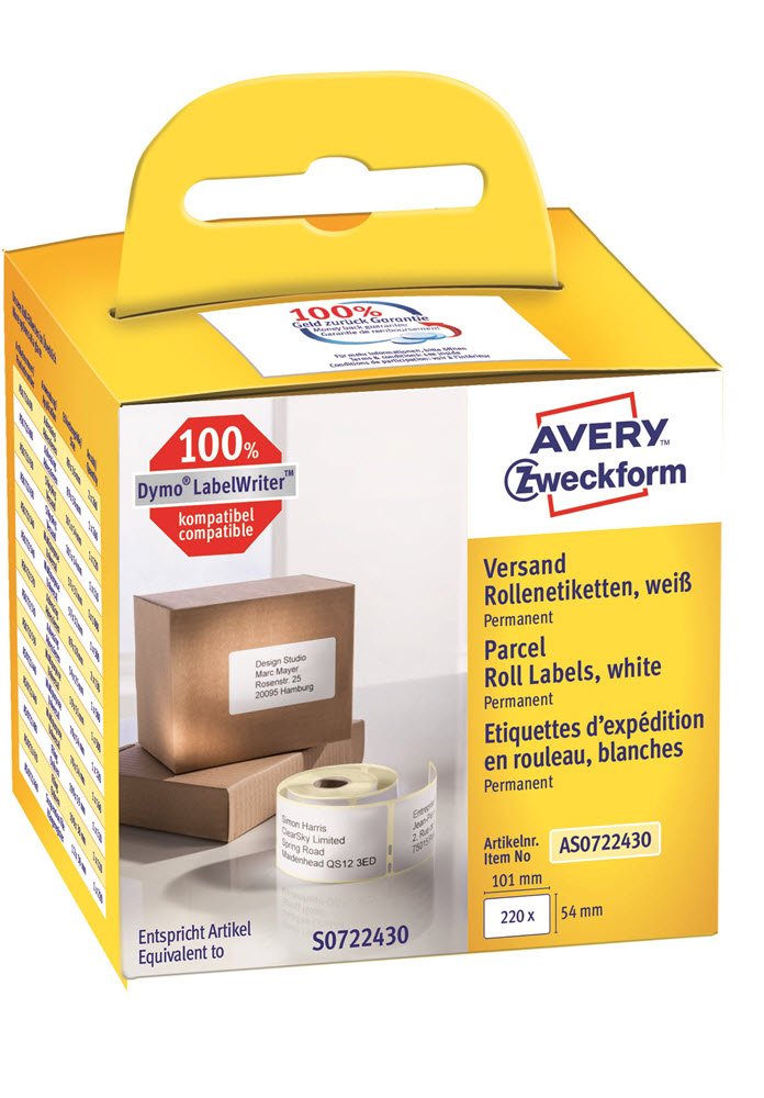 Avery forsendelsesetiket p rulle 101x54mm (220)