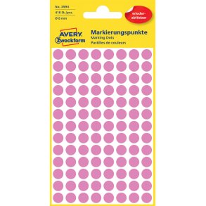 Avery manuel etiket aftagelig 8mm pink (416)