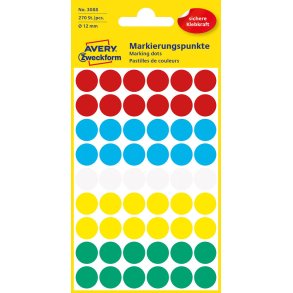 Avery manuel etiket 12mm ass. farver (270)