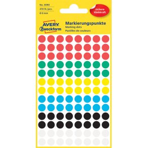 Avery manuel etiket 8mm ass. farver (416)