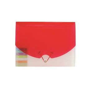 Harmonikamappe med 10 lommer, klar/rd