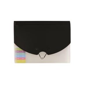 Harmonikamappe med 10 lommer, klar/sort