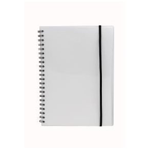 Notesbog i klar plast med spiralryg A4