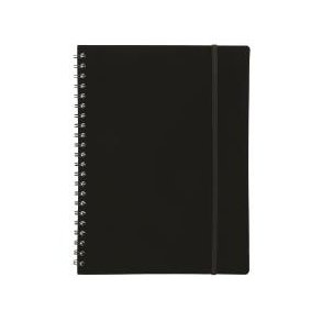 Notesbog i plast med spiralryg A4, sort