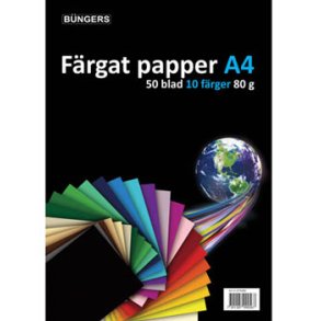 Farvet papir A4 80g assorteret 50 ark