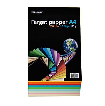 Farvet Papir A4 80g assorteret 250/pak