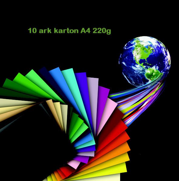 Farvet karton A4 220g assorteret 10 ark