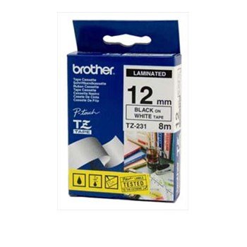 Brother TZ-231 12mm Sort/Hvid