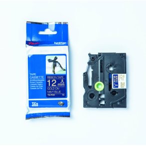 Brother TZeR tape 12mm x 4m gold on dark blue