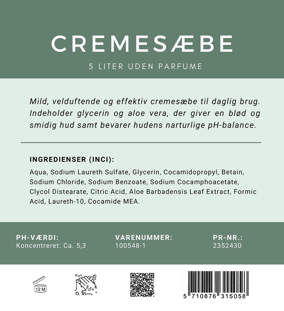 Cremesbe Svanemrket parfume uden parabener 5L