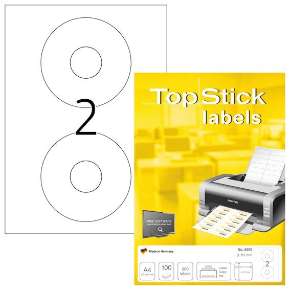 Etiketter TopStick CD/DVD 117mm (100)