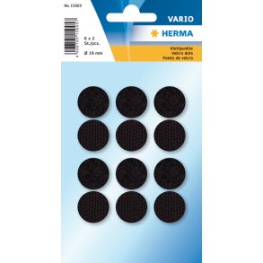 Herma HOME Velcropunkt 19mm sort 6stk