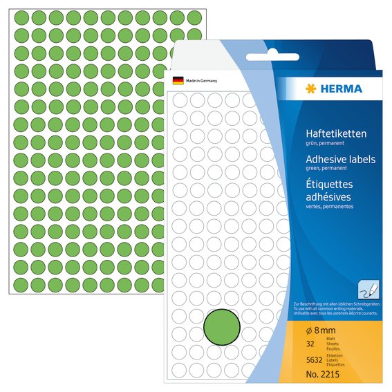 Mrkningsetiketter HERMA grn 8mm