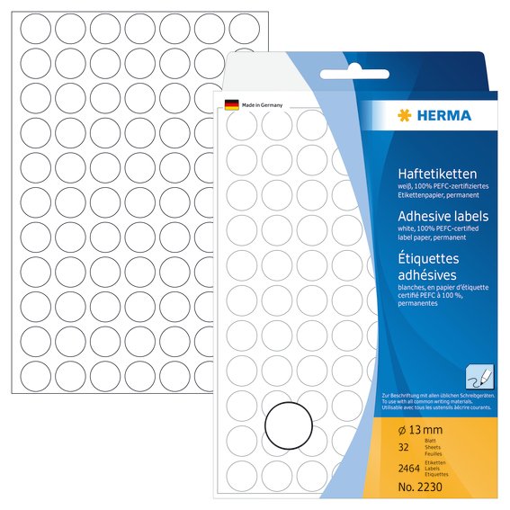 Mrkningsetiketter HERMA hvid 13mm