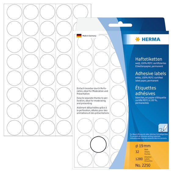 Mrkningsetiketter HERMA hvid 19mm