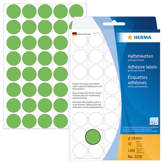 Mrkningsetiketter HERMA lysrd 19mm