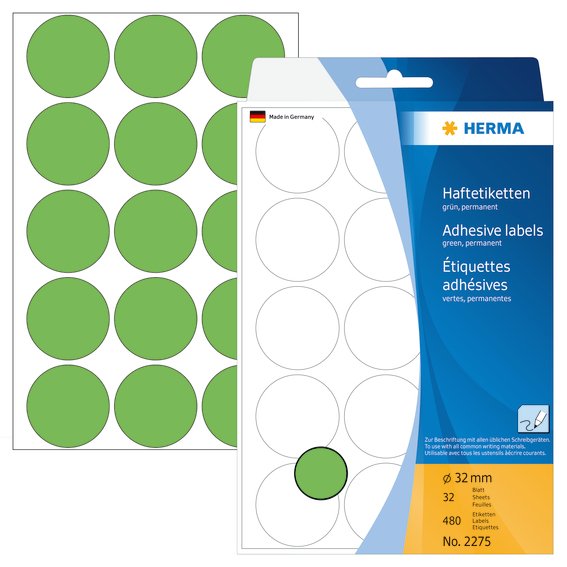 Mrkningsetiketter HERMA grn 32mm