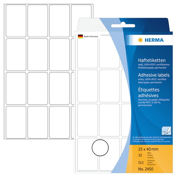 Mrkningsetiketter HERMA hvid 25x40