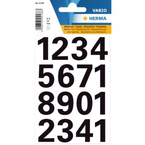HERMA Vario etiketter 0-9 tal 25mm sort 2ark
