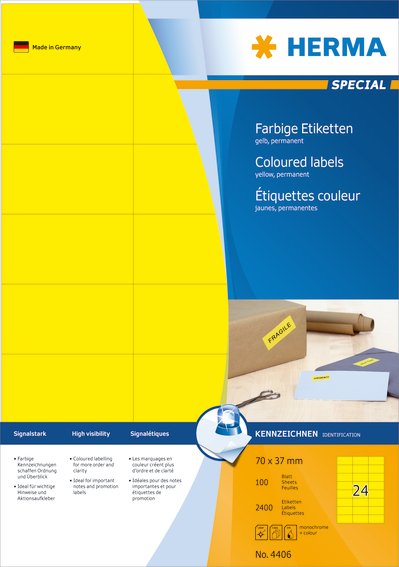 Etikett HERMA Special gul 70x37 100