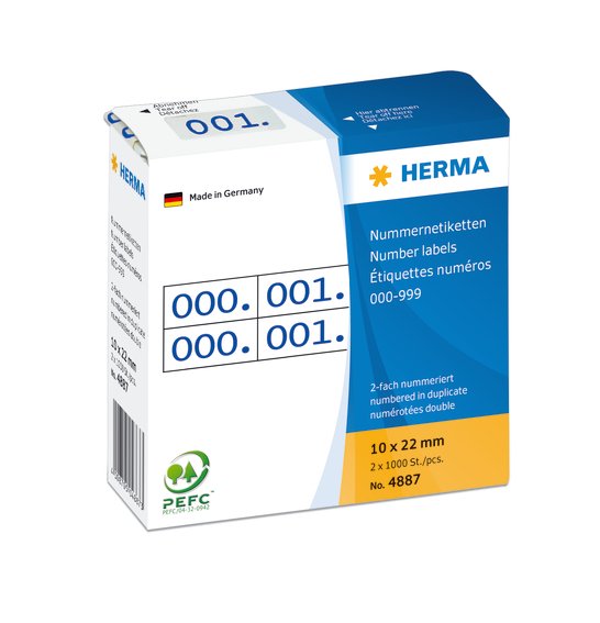 Etiketter HERMA Tripclicate tal 0-999 bl