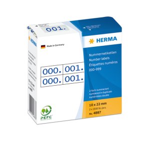 Etiketter HERMA Tripclicate tal 0-999 bl