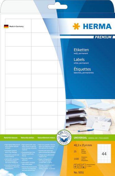 Etikett HERMA Premium A4 48,3x25,4 (25)